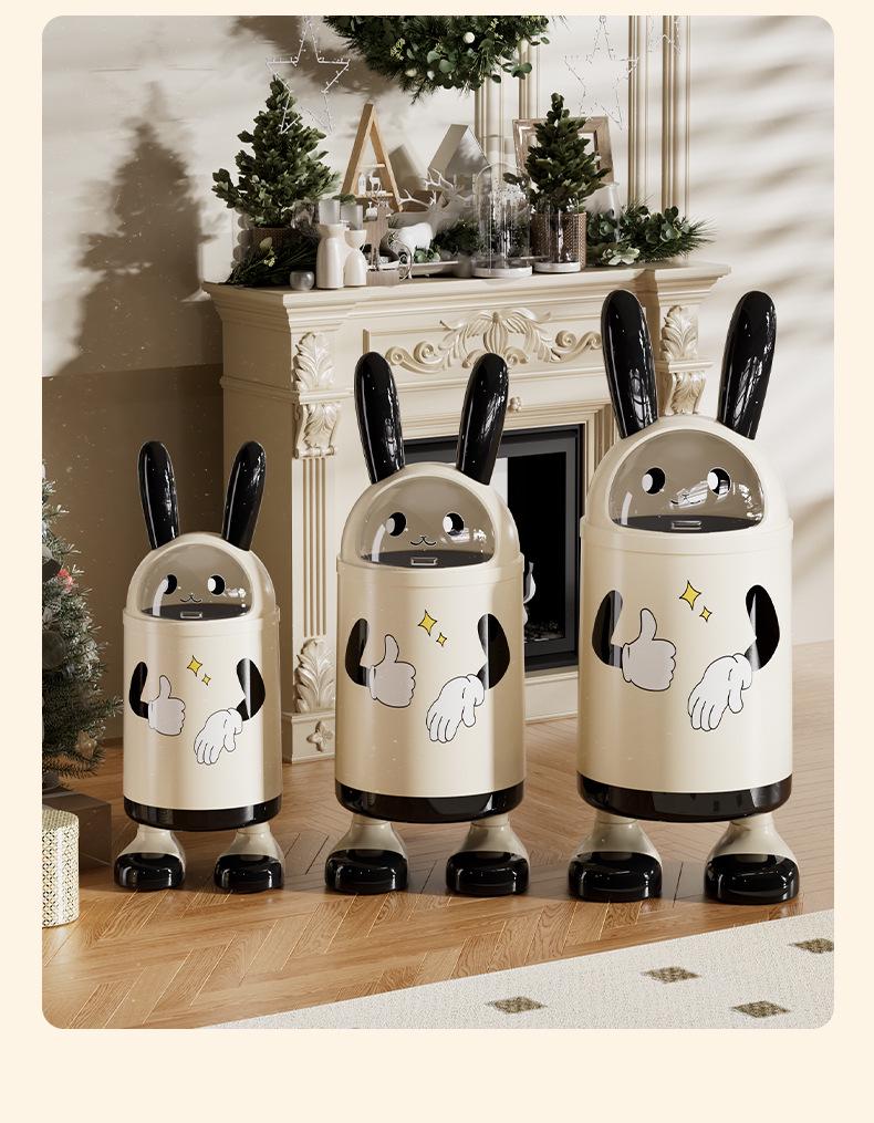 Cute Rabbit Ear Trash Can for Home, Bedroom, Living Room, or Coffee Shop