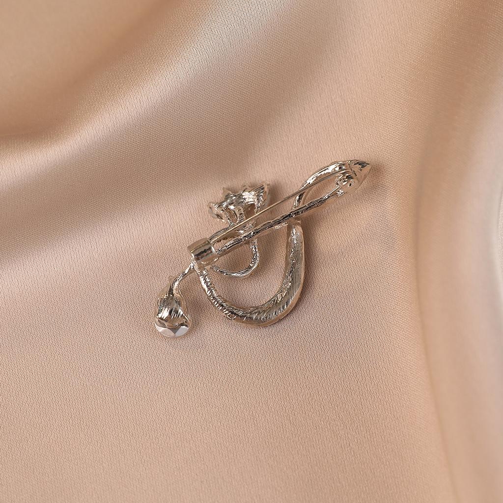 Fashionable Creative and Personalized Note Brooch Alloy Diamond-encrusted White-collar Suit Versatile Brooch Anti-glare Accessory
