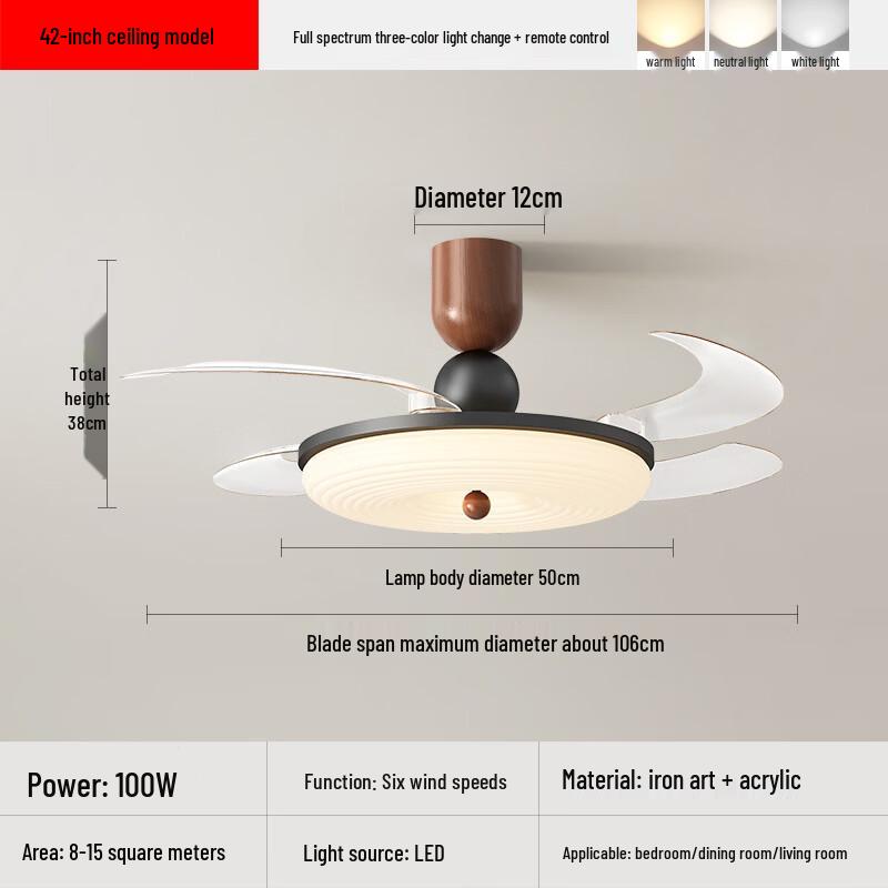 OEING Vintage Invisible Ceiling Fan Light