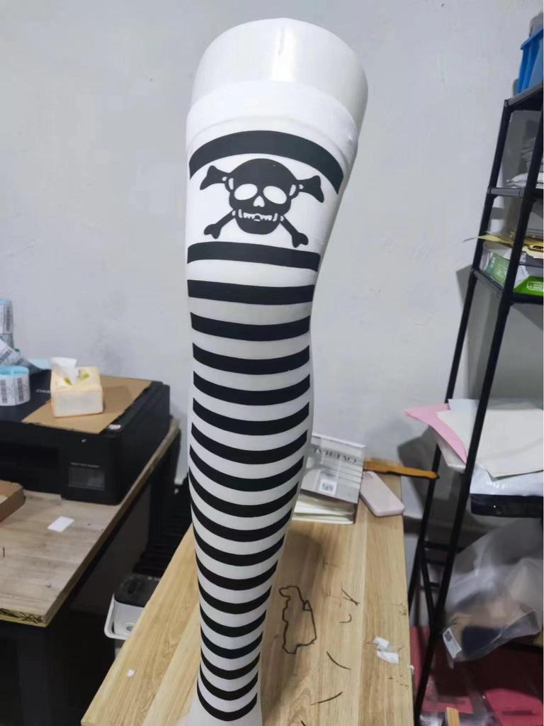 Skull Print Thigh-High Halloween Stockings – Polyester Over-the-Knee Socks