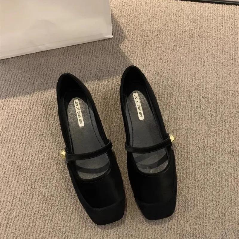 

Мода 2024 года, модная женская обувь с пряжкой на ремешке, женская обувь на плоской подошве, модные повседневные туфли на плоской подошве, женские новые туфли на плоской подошве с квадратным носком и низким каблуком Zapatos 40 чёрный