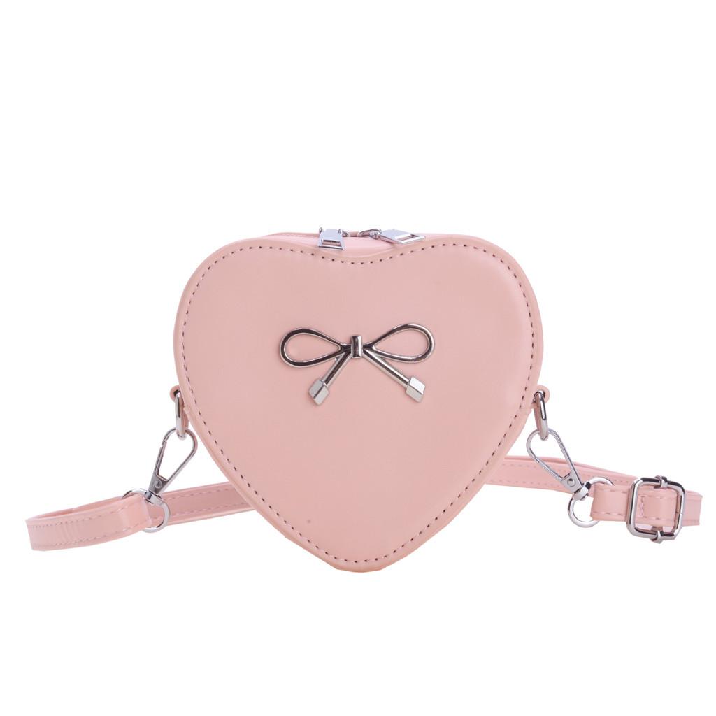 Fashionable Gender Neutral Mini Crossbody Bag Featuring Heart And Bow Patterns For Children