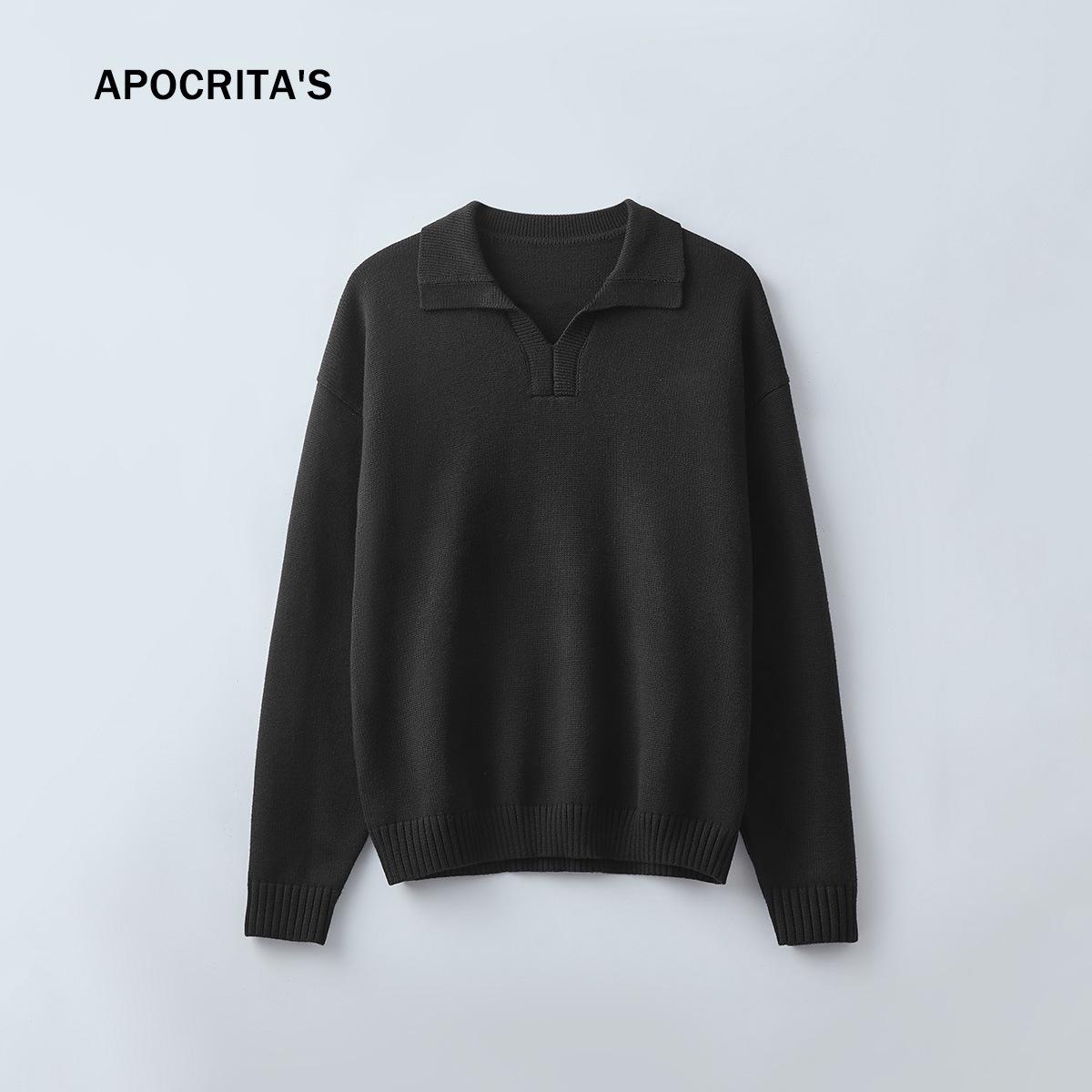 APO Menswear | Men s Winter Sweater: Thick, Old Money Style, Versatile, Loose Polo Wool Knitwear S