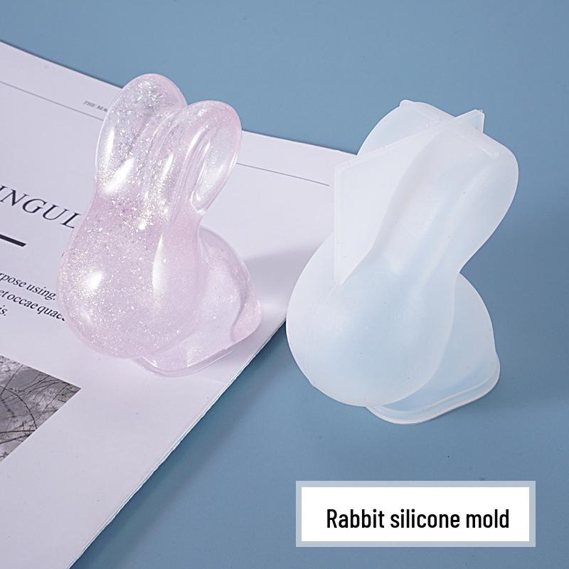 Силиконовая форма 3D Кролик для DIY Кристальной Эпоксидной смолы - Милый Нефритовый Кролик с Длинными Ушами