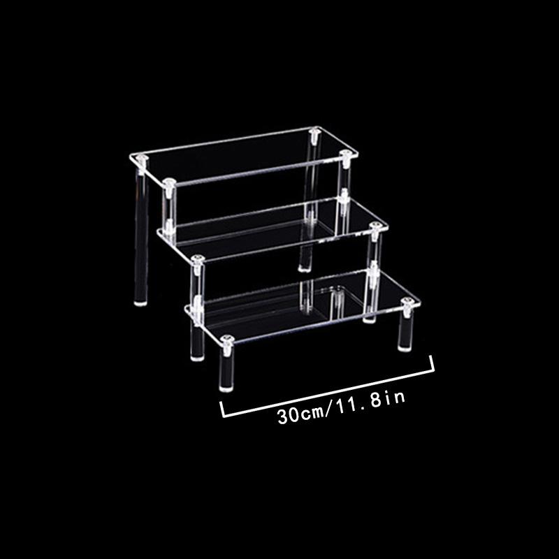 1-3 Tier Acrylic Display Stand Durable Display Rack For Cupcake Perfume Doll Transparent Trapezoidal Blind Box Storage Shelf