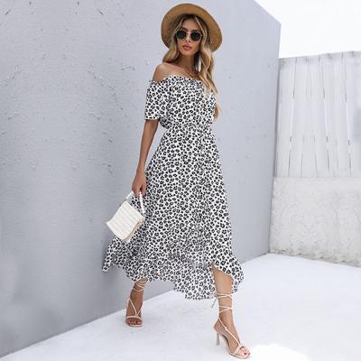 Women's Fashion Summer Spring Floral Print Short Sleeve High Waist Casual Dresses