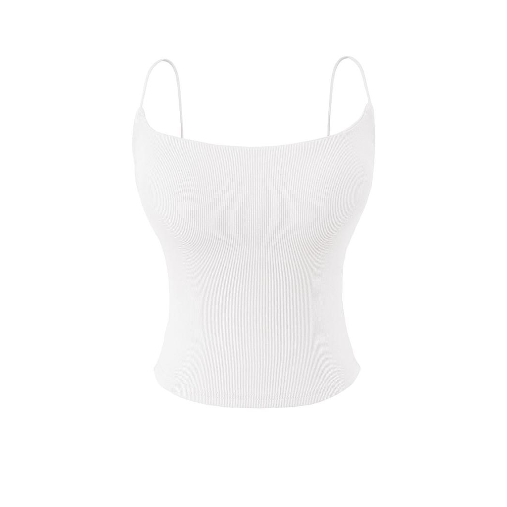 Seamless Padded Camisole with Elastic Straps, Sweat-Absorbent Cotton-Feel Lingerie Top, Versatile Multi-color Options