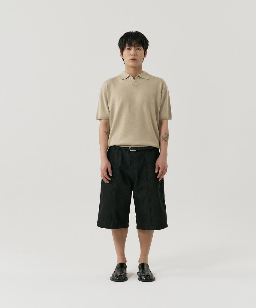 GNOK Silk Collared Short Sleeve Knit [Beige]