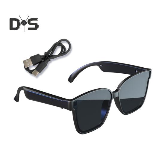 

Bluetooth-сумісні розумні сонцезахисні окуляри з аудіосистемою відкритого вуха Голосове керування Hands-Free Перезаряджувані ультрафіолетові окуляри Музичні окуляри чорний