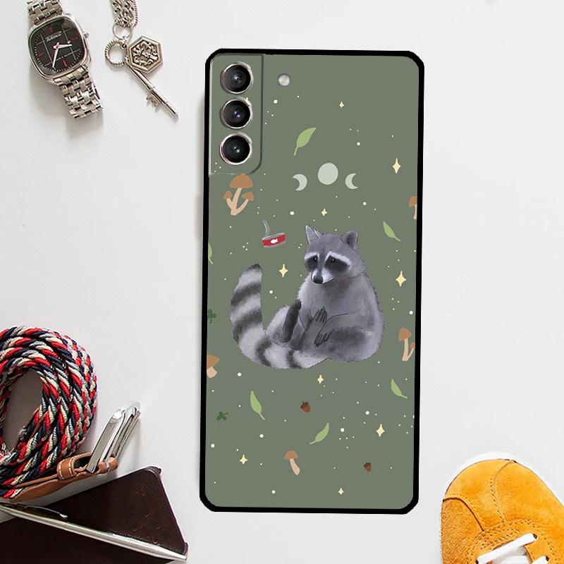 Cute Raccoon Case For Samsung Galaxy S25 Ultra S21 S22 S23 S24 Ultra S9 S10 S20 Plus S25 FE Cover Coque
