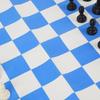 Chess Set Adults Kids Plastic Pieces Portable Folding Roll Up Travel Board Game PU Leather Blue White Grid Chessboard