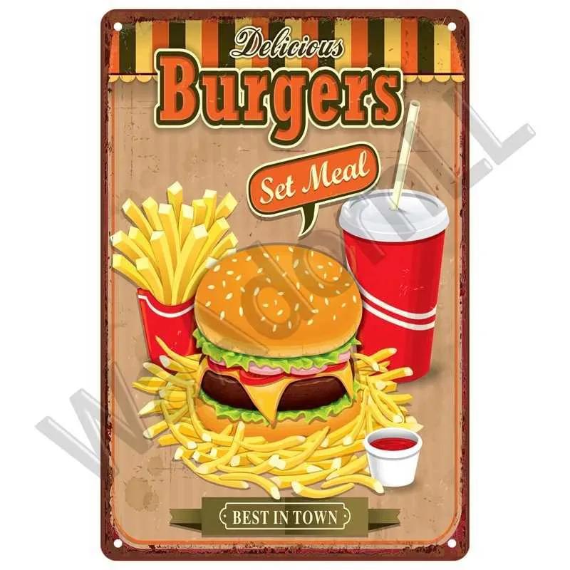 Wall Art Decoration Fast Food Metal Sign Board Retro Tin Sign Iron Paint Party Area Kitchen Restaurant Caf Restaurant Bar