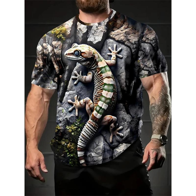Animal Pattern 3d Printed T-Shirts Summer Casual Round Neck Short Sleeve Men's T-shirts