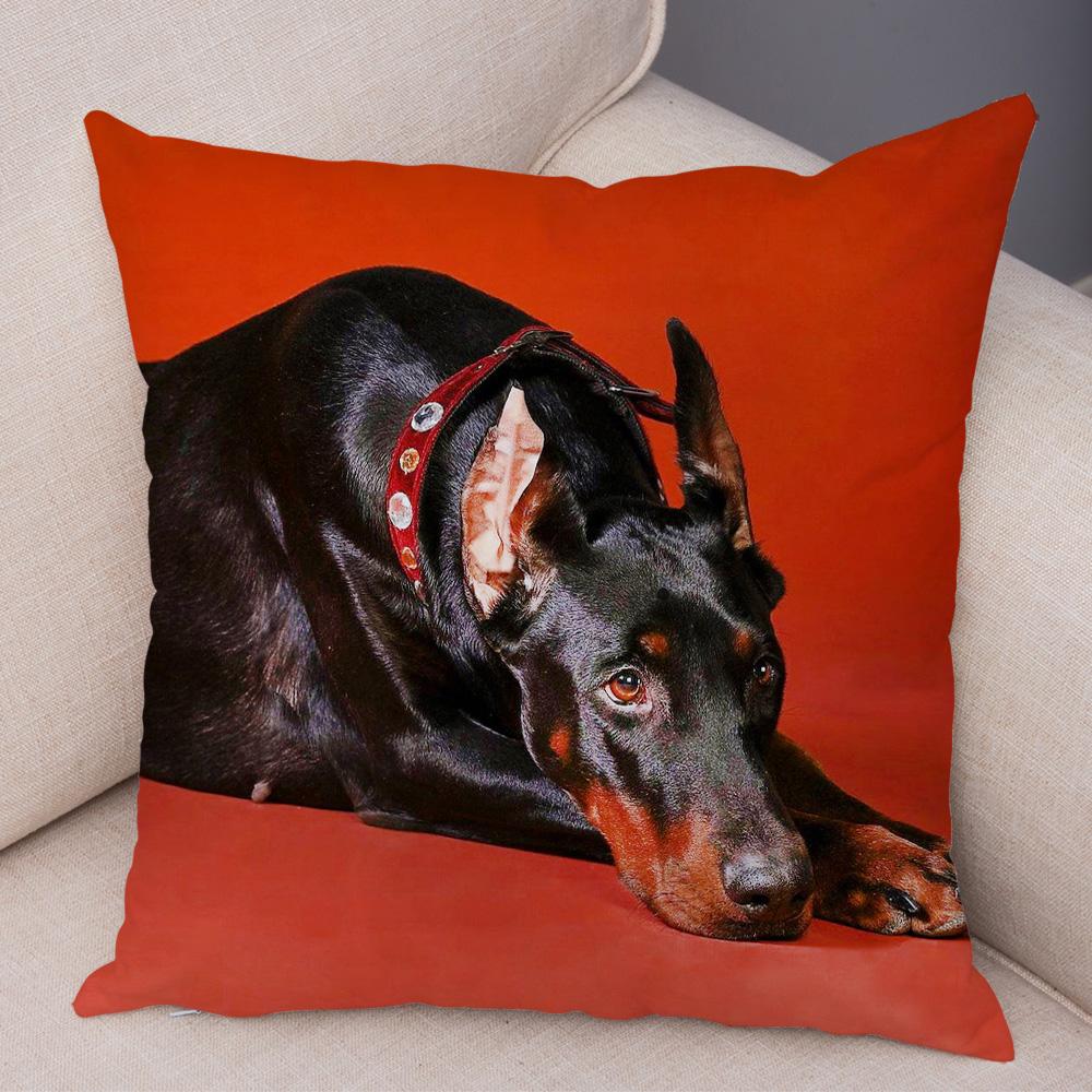 Doberman Pinscher Cushion Cover Both Sided Print Decor Pet Dog Animal Pillow Case for Car Sofa Home Soft Plush Throw Pillowcase