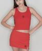Tteolseutikeulleob Round Logo Slit Skirt Pants - Red