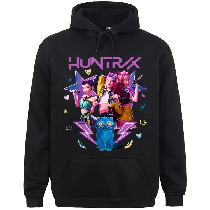 KPop Demon Hunters Huntrix Hoodie Women Harajuku Fashion Long Sleeve Casual Loose Cartoon Cute Print Hoodie