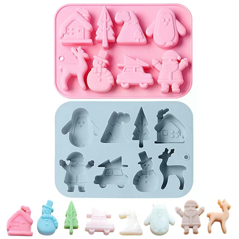 Christmas Silicone Baking Mold, Holiday Silicone Mold Soap Candy Mold For Chocolate Jello Snowman Santa Baking Mold