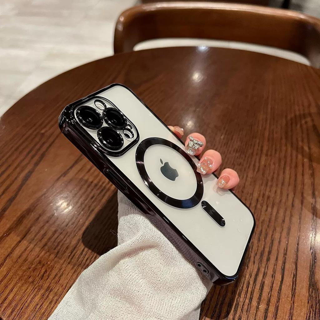 Applicable To IPhone 15 Electroplated CD Pattern Fine Hole Mobile Phone Case Apple 14 with Lens Film Magsaf Magnetic Protective Case