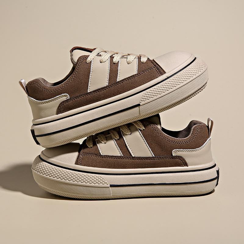

Новые маленькие белые туфли для студентов, универсальные парусиновые туфли, модные повседневные туфли на платформе с большой головой 35 коричневый