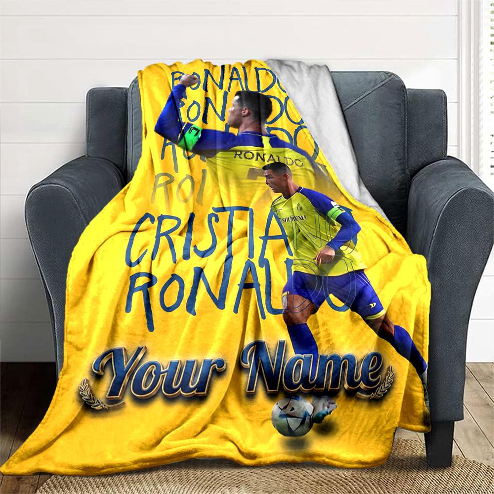 1pc Number 7 Soccer Blanket with Custom Name, Gift, for Men and Women, Soft Blanket, Good for Sofa Bed Couch Travel, Lightweight Flannel Blanket