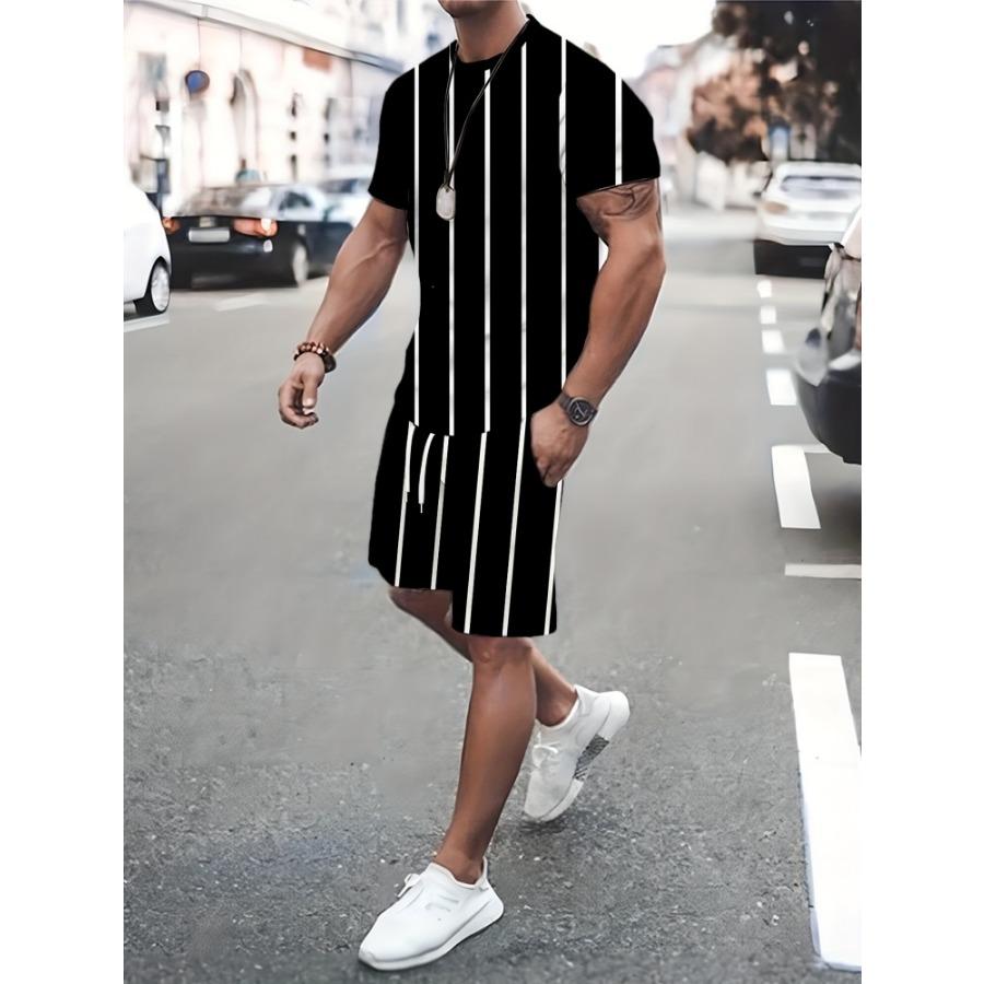 Set Bărbați Mânecă Scurtă și Pantaloni Scurți cu Imprimeu Litere New York 2025 Casual de Zi cu Zi Tricou Bărbați Street Fashion Pantaloni Scurți Sport