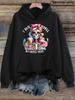 Women'S Hoodie, Funny Quote Sugar Skull Coffee Lover Hooded Sweatshirt, Colorful Hair Bandana Skeleton with Coffee Cup Design, Lon