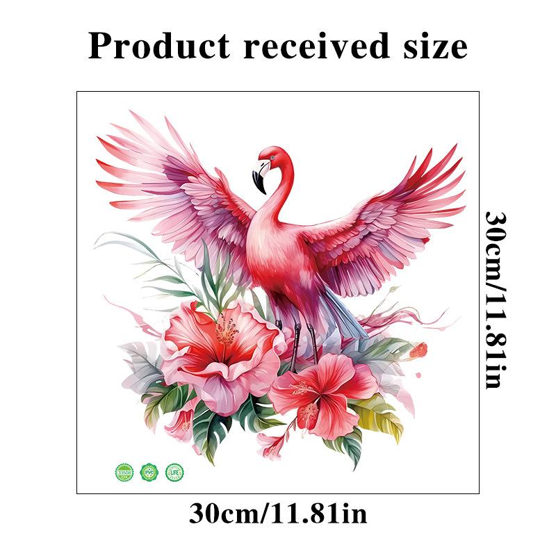 Pink Flower Flamingo Toilet Sticker Bathroom Ceramic Tile Corridor Entrance Background Decoration Wall Sticker