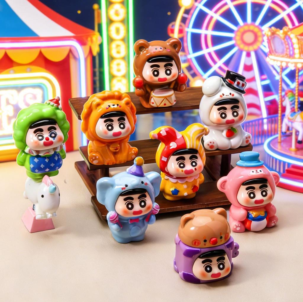 8Pcs/Set Circus Crayon Shin-Chan Mini Figurine Toy Collectible Model Doll Desktop Home Decoration Fans Gift