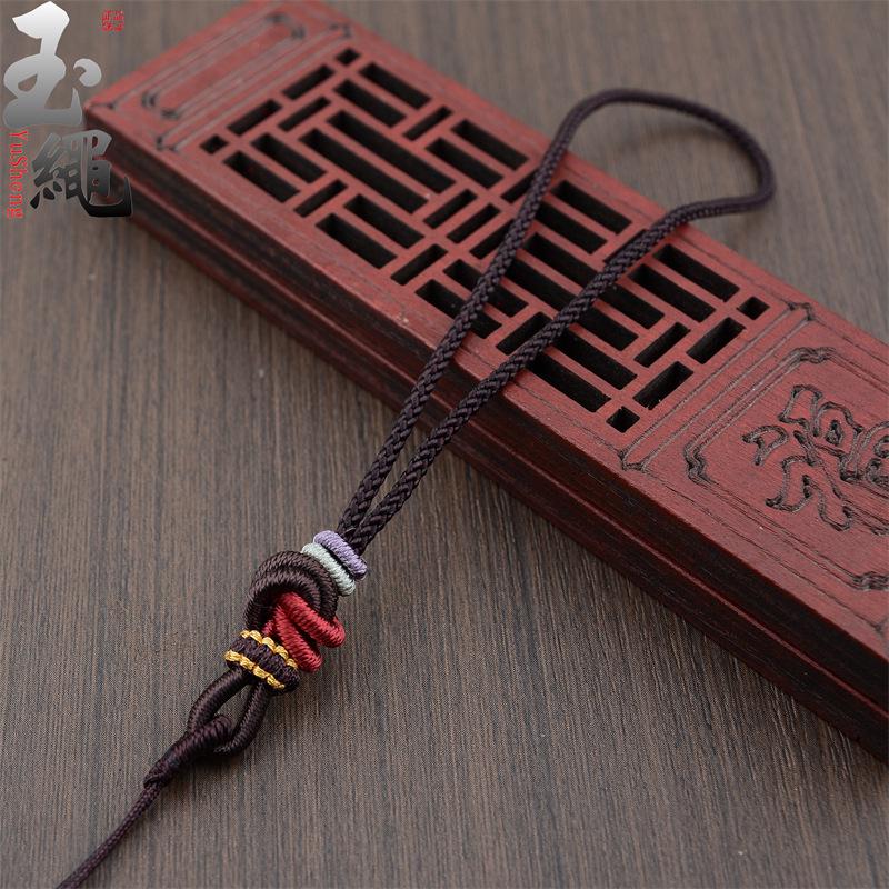 Handmade Woven Ancient-Style Dimple Knot Pendant - Golden Car Ornament with Grip Rope