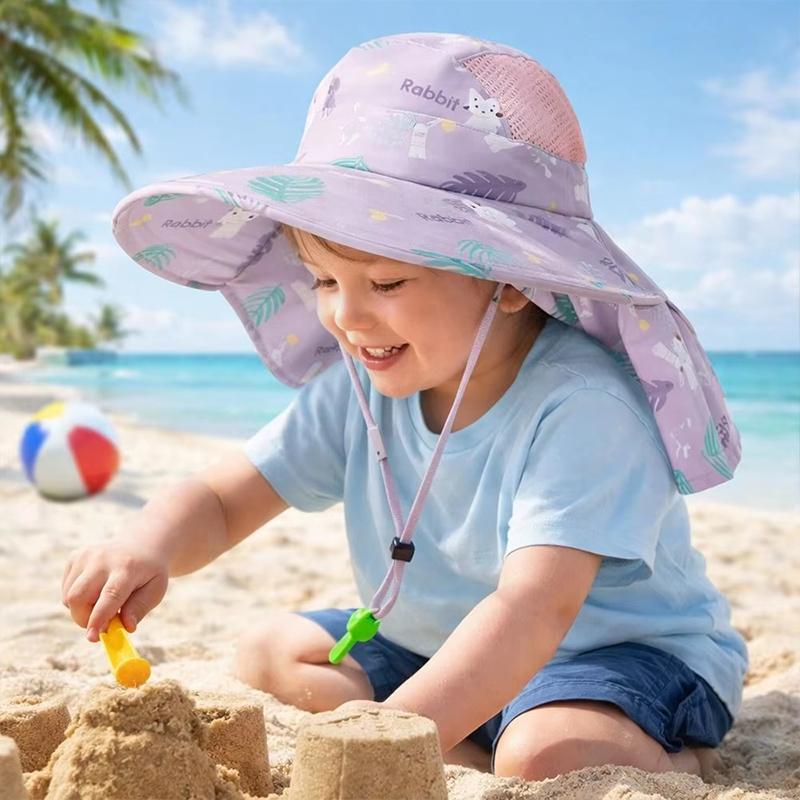 Cappello Estivo da Sole per Bambini con Protezione per il Collo e Cinturino a Tesa Larga Cappelli da Spiaggia per Bambini Cappello a Secchiello Protezione UV Cappellino Panama per Bambini e Bambine Outdoor