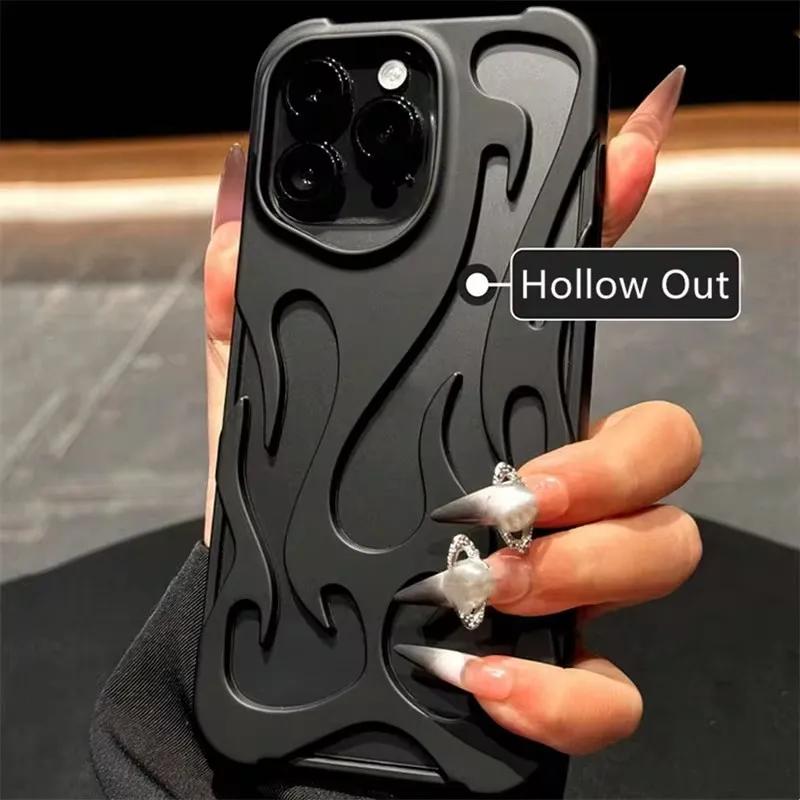 Plating hollow flame pattern silicon phone case for iPhone 17 16 15 14 13 12 11 Pro Max shockproof heat dissipation soft cover