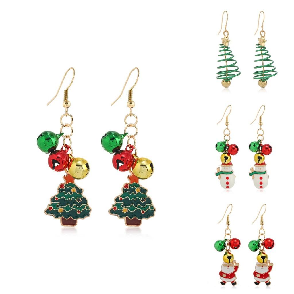 Holiday Christmas Snowflake Dangle Earrings With Bell And Gift Box For Women