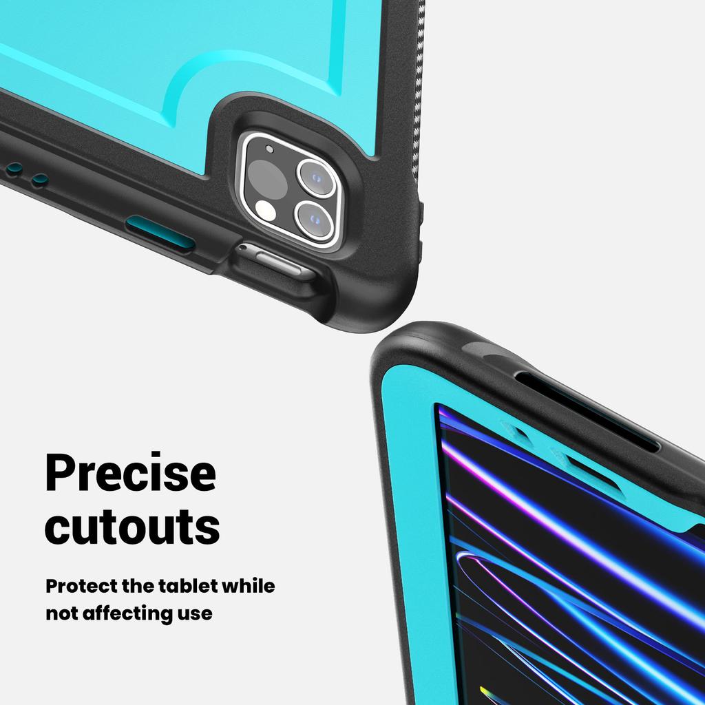 Tablet Case For iPad Air (2022)/(2020)/Pro 11 (2022)/(2021)/(2020)/(2018) PC + TPE Cover with Hand Strap and Shoulder Strap