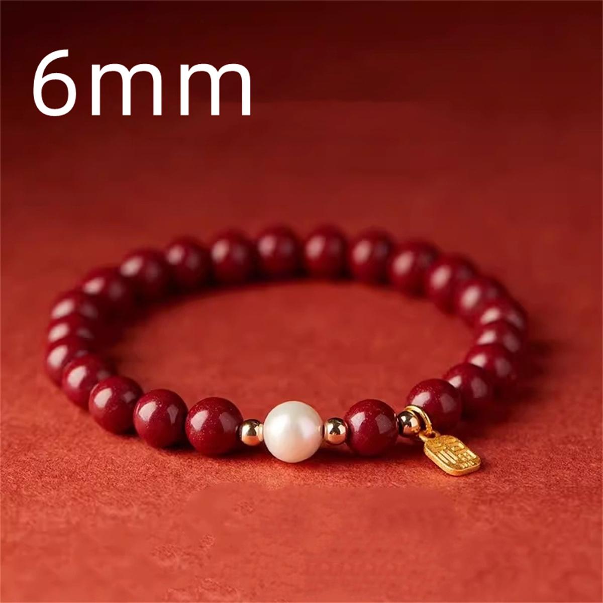Chinese Feng Shui Red Imitation Cinnabar Beaded Wealth Bracelets For Women Men Protection Bring Luck Prosperity Bracelet Jewelry as picture