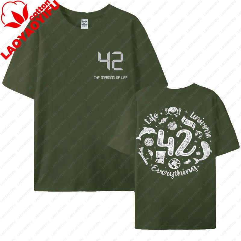 42 Leben Universum Alles Lustig T-Shirt Vintage Heißer Verkauf Beliebt Grafische T-Shirts Unisex Unisex Retro Stil Streetwear Harajuku
