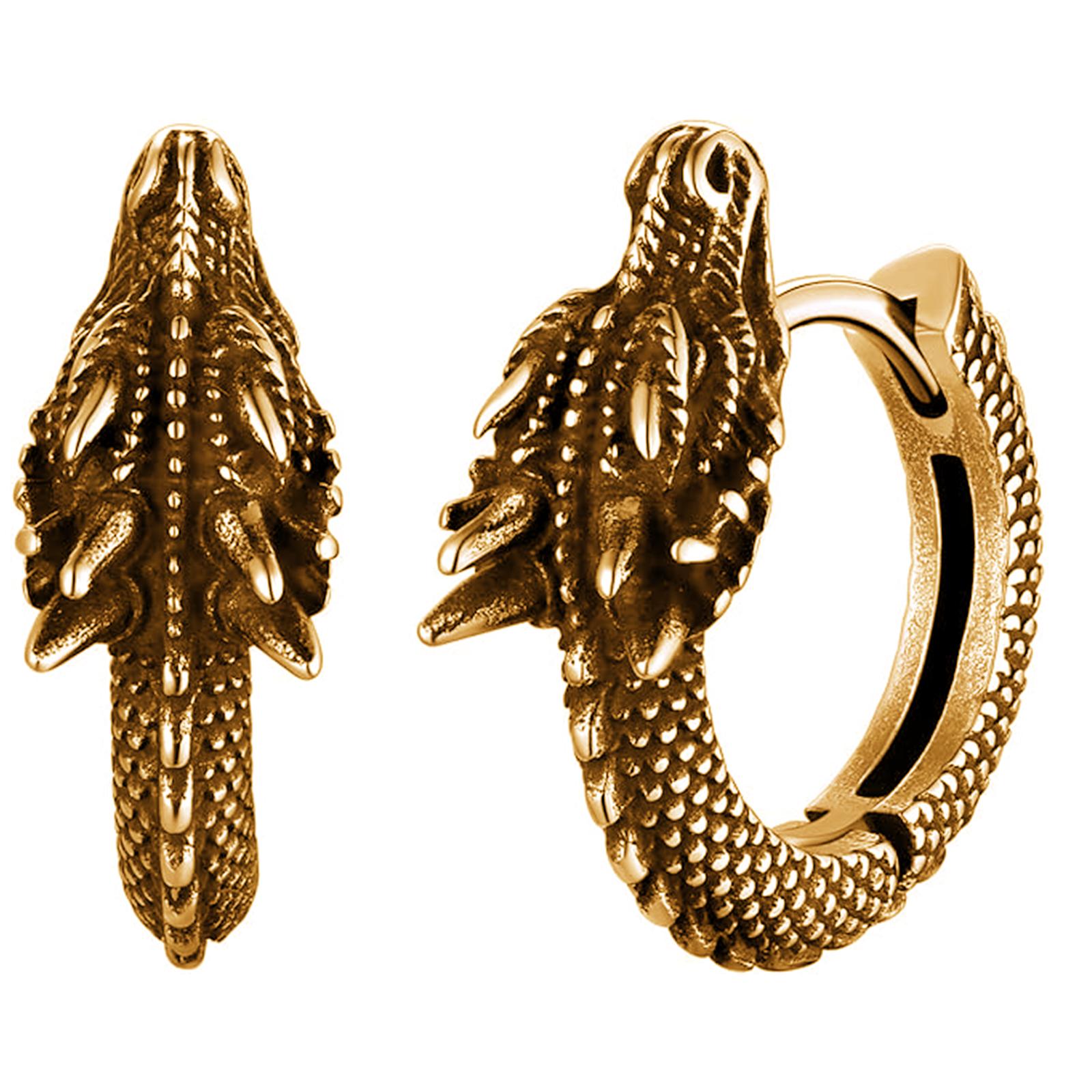 

Стильные серьги-кольца в виде дракона из нержавеющей стали для мужчин и женщин, хип-хоп, панк, вечеринка, аксессуар унисекс, ювелирные изделия золотой