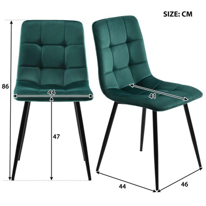 Table de salle à manger - MUVOE - 117 cm - 4 chaises - Velours vert foncé - Pieds noirs