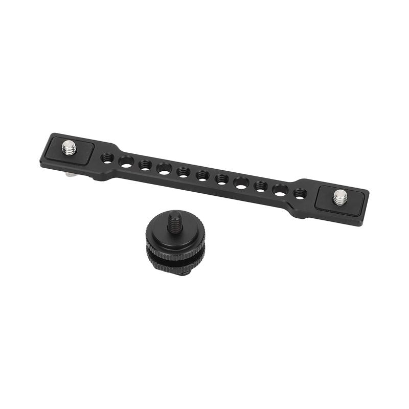 HDRIG 15cm Aluminum Alloy Camera Hot Shoe Extension Rail Bracket Bar with Dual 1/4"-20 Camera Screw Mount For Tripod Flash Light
