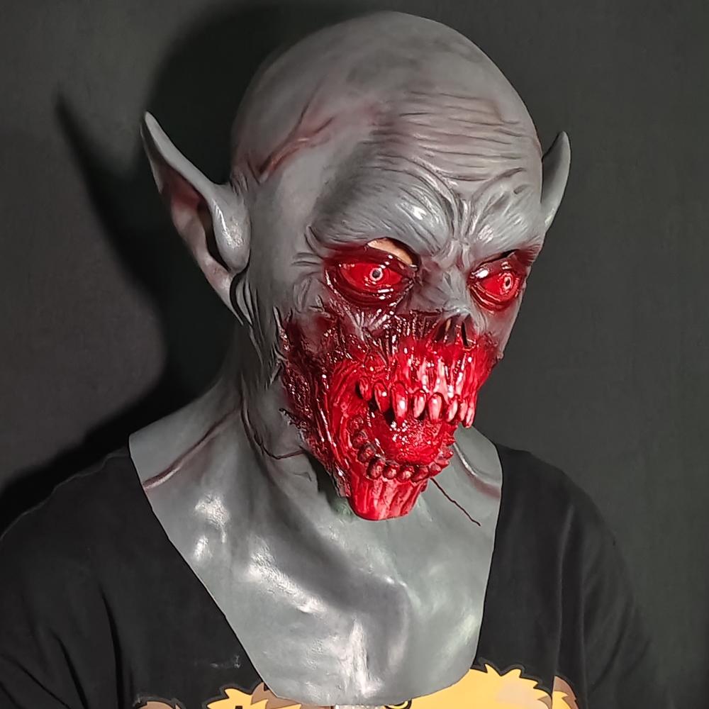 

Realistic Vampire Mask With Blood Effect Latex Head Cover Horror Pranks Costume Accessory For Halloween Scary Cosplay Party style A
