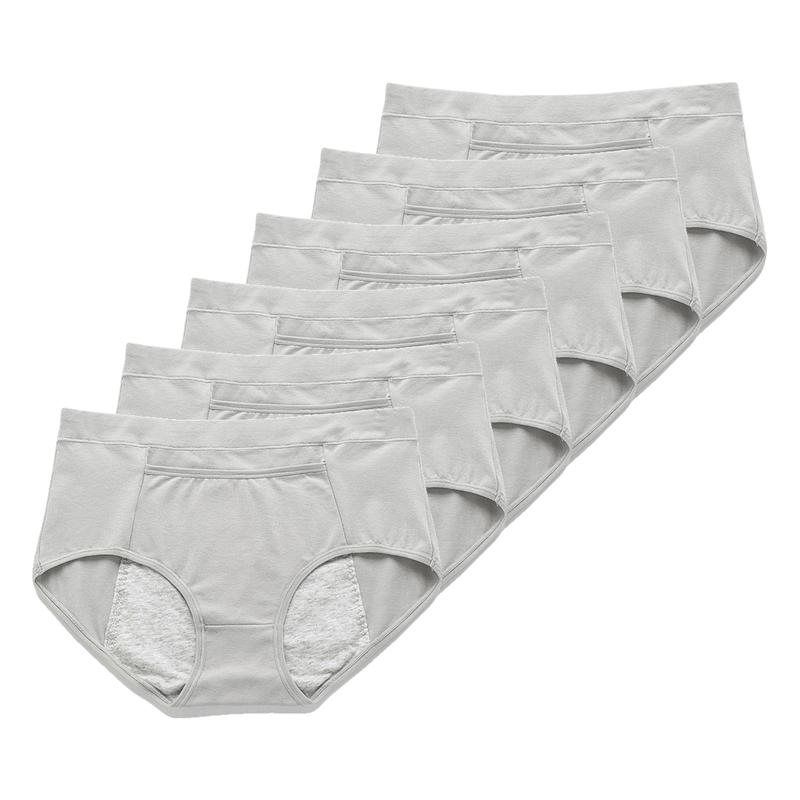 6 ks/Sada Dámské Menstruační Kalhotky Střední Pas Pohodlné Mají kapsu Kalhotky Šortky na Menstruaci L-4XL