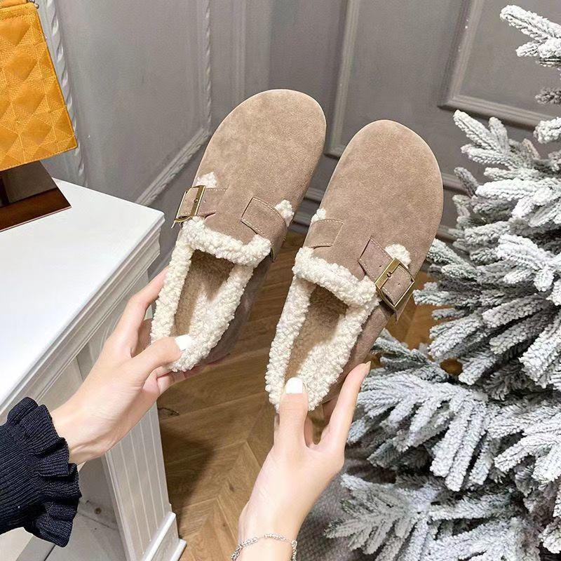 Mode Ein-Pedal Samt Koreanische Version Baumwollpantoffeln mit weicher Sohle Internet-Berühmtheit Explosion vielseitige Mao Mao Schuhe Damen 2025 Herbst und w
