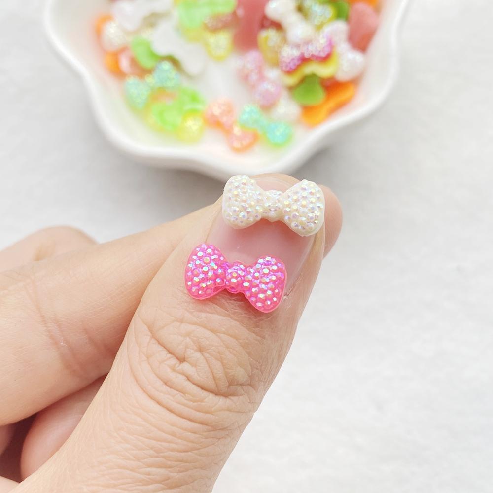 50Pcs New Mixed Nail Art Resin Small Bow Tie Designer Charms Rhinestones DIY Craft For Nail 3D Decorations