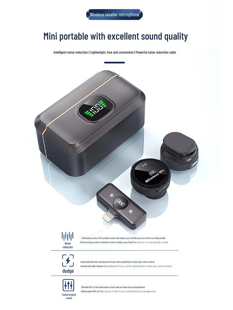 Wireless Lavalier Microphone with Digital Display & Noise Reduction for Mobile Phones & Outdoor Live Streaming