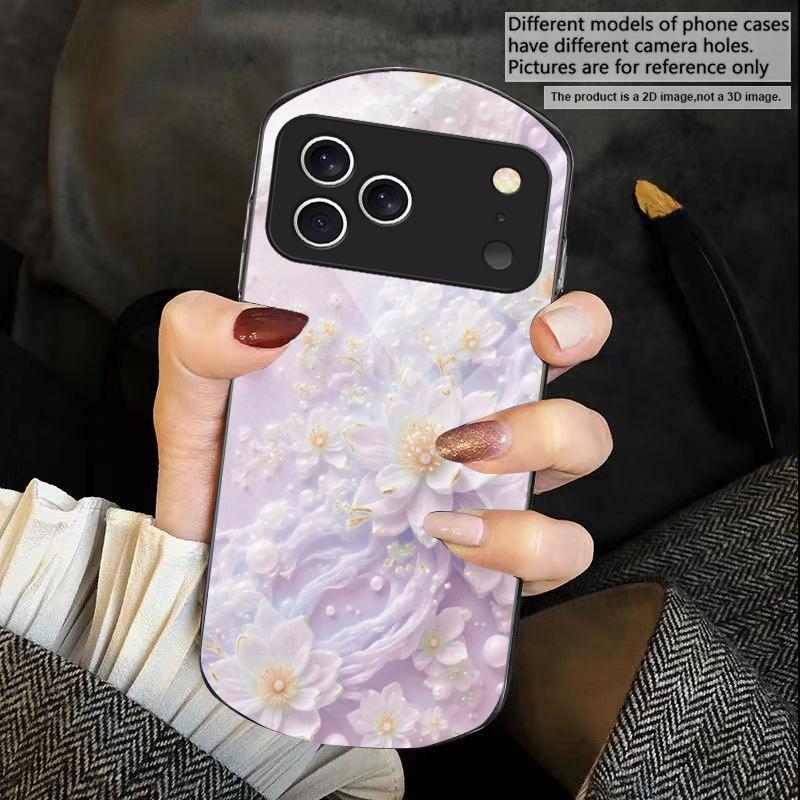 Schöne weiße Blumen Für iPhone 17 Air 16 15 14 Pro 13 Plus 12 mini 11 Pro Max XR X 7 8 Elliptische gehärtete Glas Handyhülle