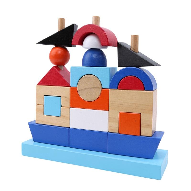 Buy Toy Pirate Ship Wooden Puzzled Development Geometric Column Blocks ...