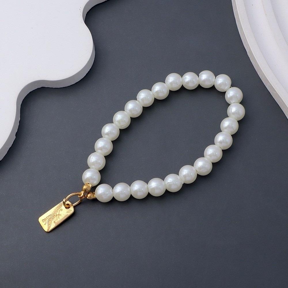 Simple Beaded Design Beaded Phone Lanyards Faux Pearl Material Key Ring Pendants For Women Girls 2