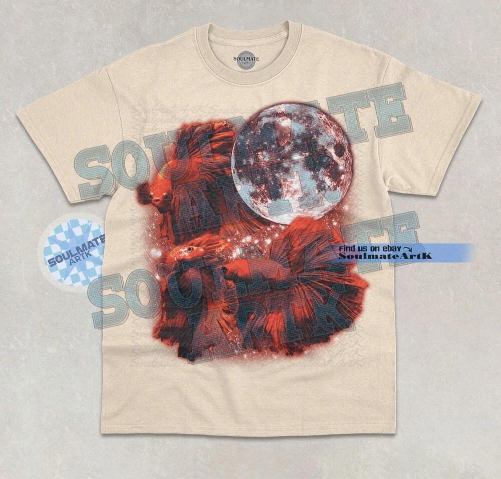 Three Betta Moon Fish T-Shirt Funny Meme Fish Lover Three Moon Graphic Shirt 3XL