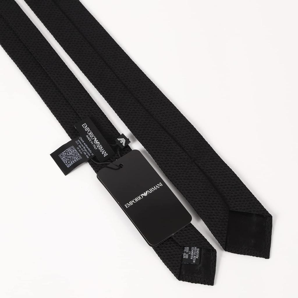 EMPORIO ARMANI Tie AR007 Narrow Black with Black Polka Dots (AR007-05 Width 0P62200020) [Used]