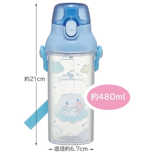 Skater Children's Clear Plastic Water Bottle 480ml Cinnamoroll Starry Sky Sanrio With Scale to Manage Hydration PSB5TRC-A