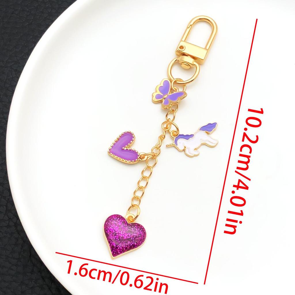 Pink Rose & Cherry Blossom Zinc Alloy Keychain Pendant